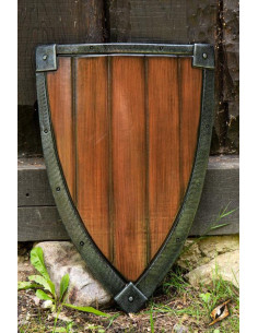 Bouclier LARP Crusaders, finition bois