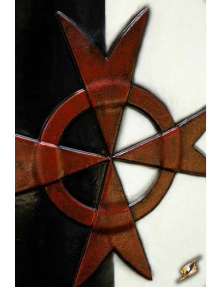 Bouclier croisé noir blanc, 70 x 50 cm.