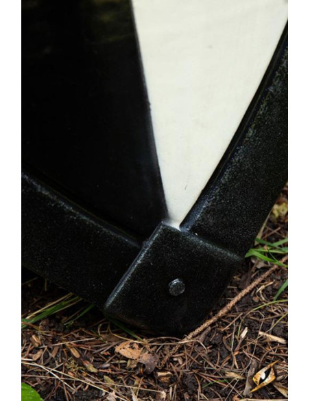 Bouclier croisé noir blanc, 70 x 50 cm.