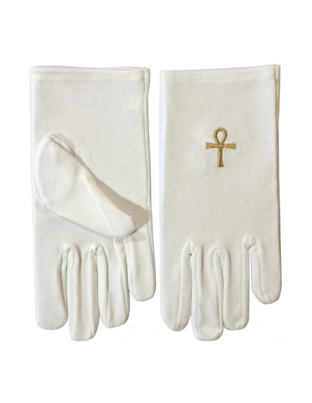 Gants blancs avec l'Ankh maçonnique...