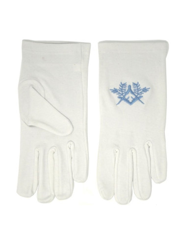 Gants maçonniques blancs avec carré brodé, compas ⚔️ Boutique Épées