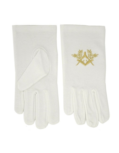 Gants maçonniques blancs avec équerre...
