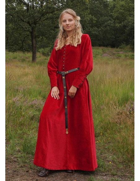 Robe Médiévale Isabel, Velours Rouge