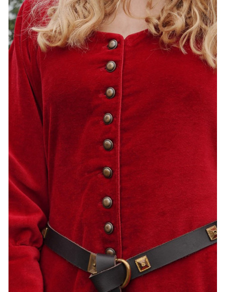 Robe Médiévale Isabel, Velours Rouge