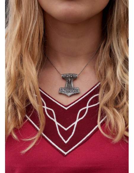 Robe médiévale Alvina, rouge-blanc