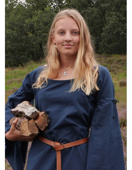Robe médiévale femme Burglinde bleu...