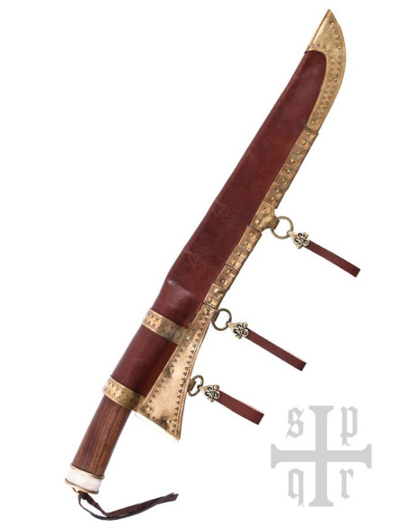 Couteau Viking Seax, manche noyer et os