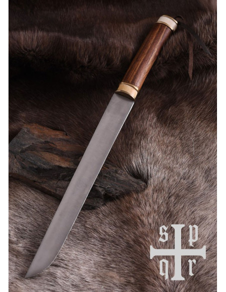Couteau Viking Seax, manche noyer et os