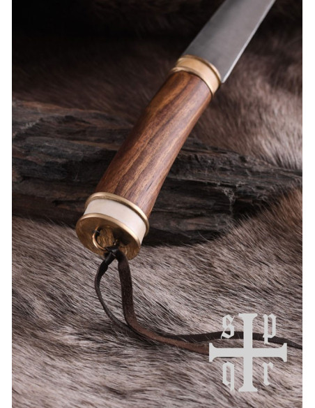 Couteau Viking Seax, manche noyer et os