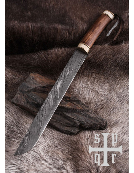 Couteau Seax viking damas, manche...