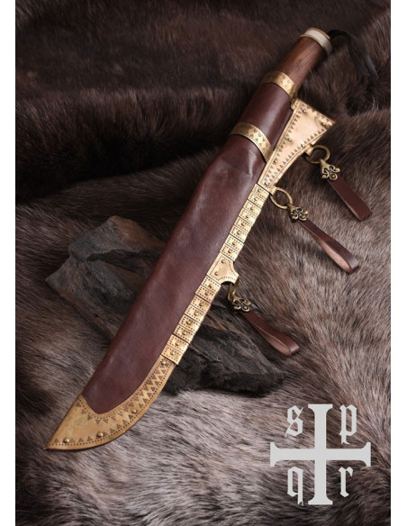 Couteau Seax viking damas, manche...