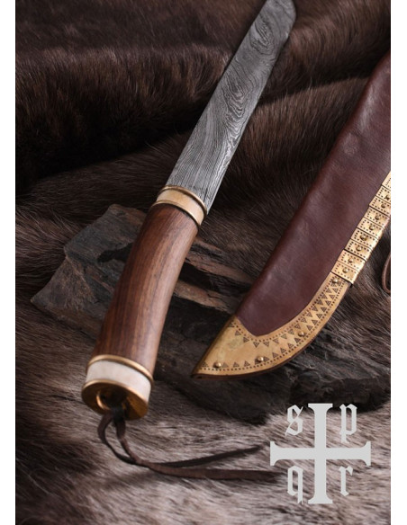 Couteau Seax viking damas, manche...
