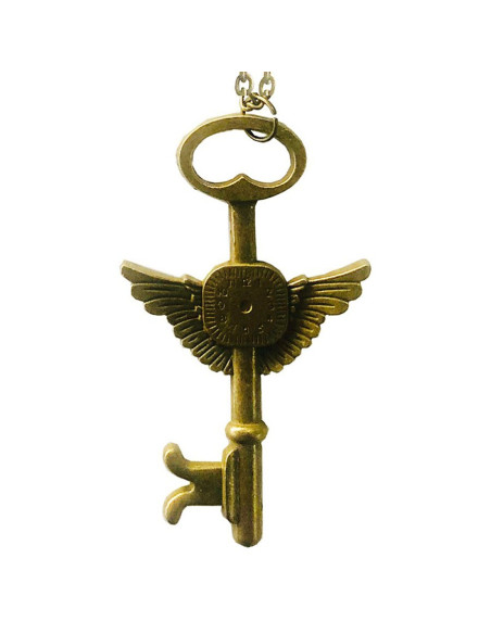 Pendentif clé ailée, laiton antique Pendentif clé ailée, laiton antique