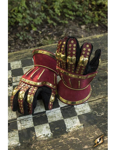 Gantelets médiévaux sablier, rouge