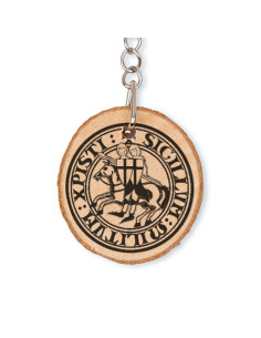 Porte-clés Sceau des Templiers en bois naturel 2