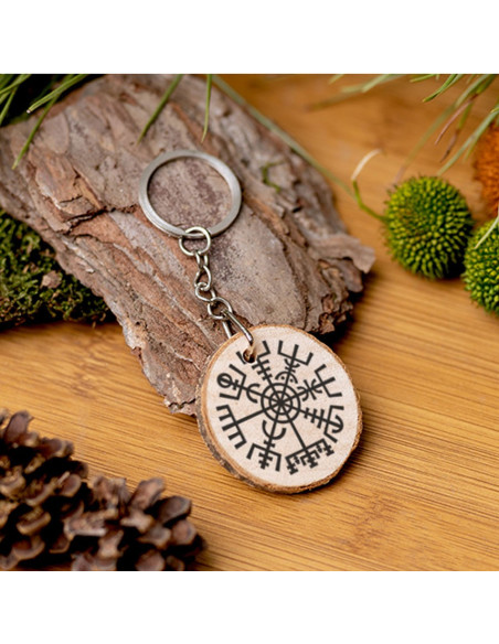 Porte-clés Viking Vegvisir en bois...