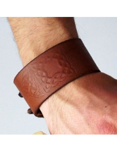 Bracelet en cuir noeuds celtiques, réglable (1 unité)
