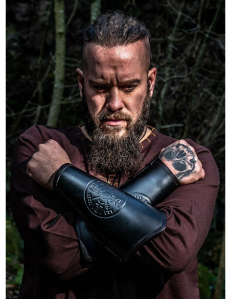 Bracelets en cuir Vegvisir noir celtique