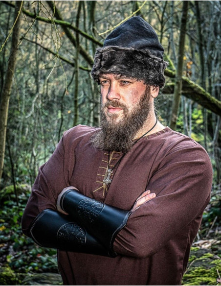 Bracelets en cuir Vegvisir noir celtique