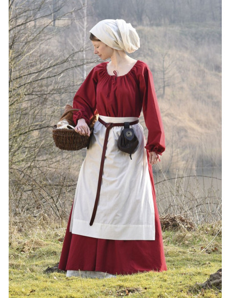 Tablier médiéval en coton, marron foncé