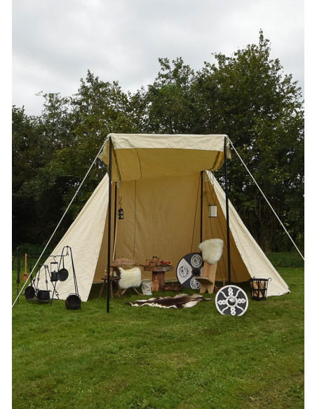 Tente saxonne 4 x 6 m., blanc naturel