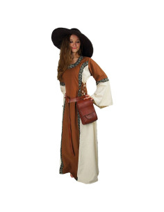 Robe médiévale femme Angie, marron tabac-naturel