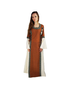 Robe médiévale femme Angie, marron tabac-naturel 2