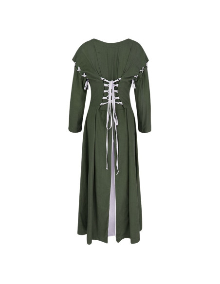 Robe médiévale vert-blanc modèle Larina