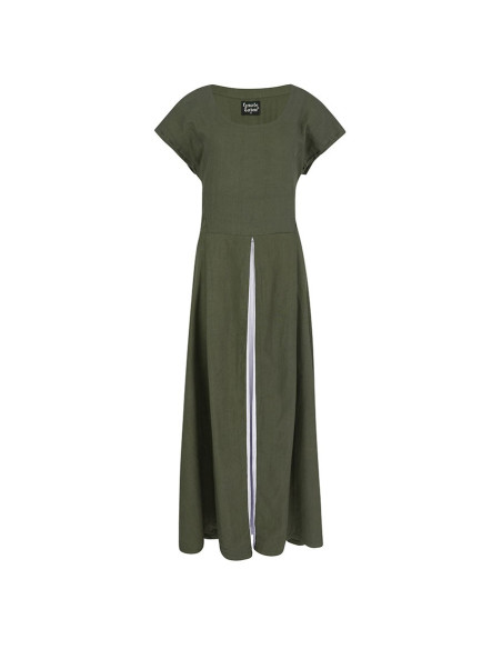 Robe médiévale vert-blanc modèle Larina