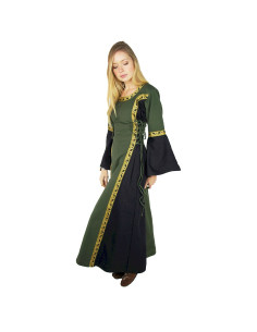 Robe médiévale femme modèle Sophie, Vert-Noir 2