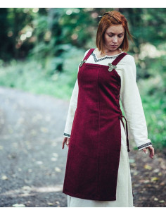 Tablier médiéval Viking Aila en laine, couleur rouge