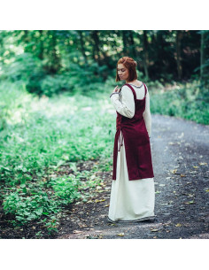 Tablier médiéval Viking Aila en laine, couleur rouge 2