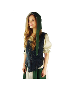 Crespina médiévale femme modèle Alex, vert et blanc naturel