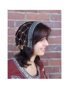 Coiffe médiévale du noble Elaine, couleur marron