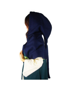 Gugel modèle médiéval en laine Anita, bleu