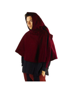 Gugel médiéval en laine modèle Paul, rouge