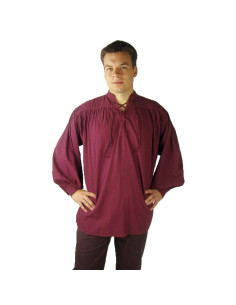 Chemise médiévale Friedrich avec cravates, couleur vin