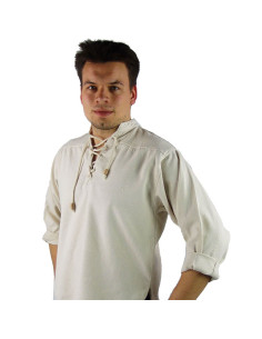 Chemise médiévale à lacets modèle Ansbert, coloris blanc...