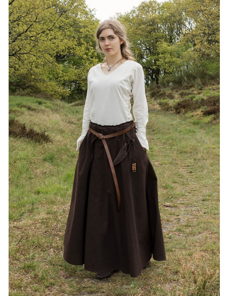 Jupe médiévale longue marron foncé