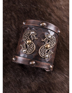 Bracelet Viking Double Dragon en Cuir 2