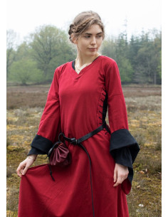 Robe médiévale ouverte Bliaut Amal, rouge-noir 2