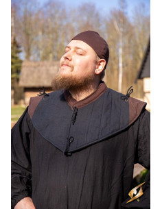 Gorgerin médiéval rembourré, brun noir