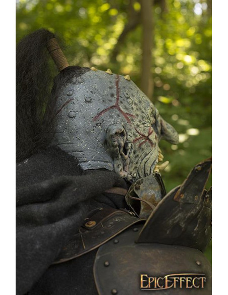 Masque Troll Gris avec cheveux, Latex