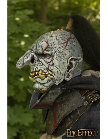 Masque Troll Gris avec cheveux, Latex