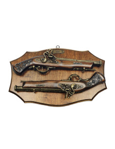 panoplie en bois avec pistolets