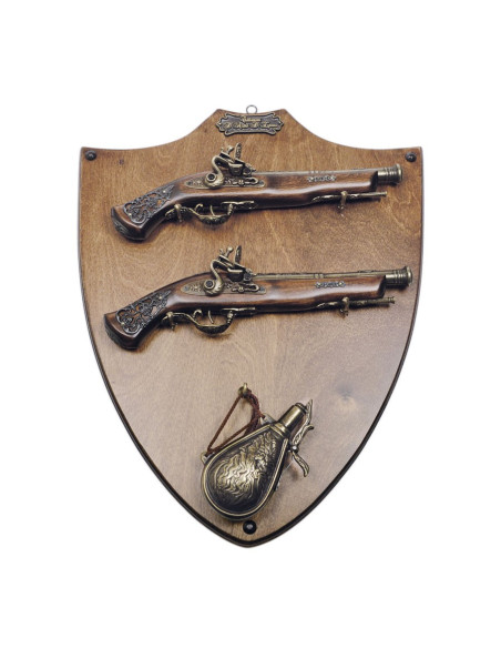 Panoplie en bois avec fusils et...