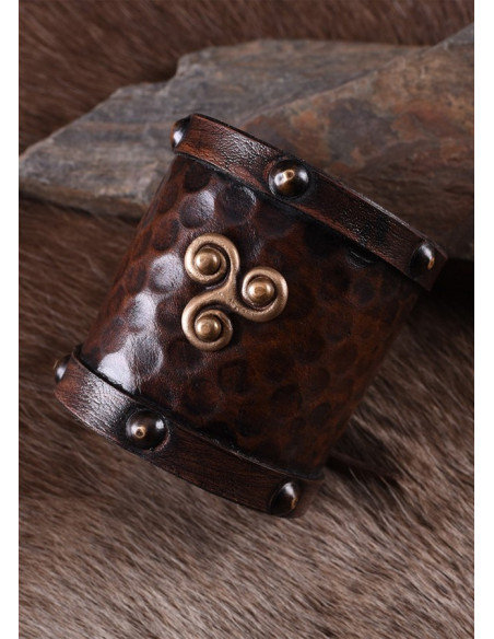 Bracelet en cuir Viking avec Trisquel
