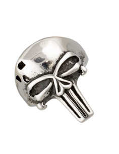Bague tête de mort simple en acier avec finition rustique