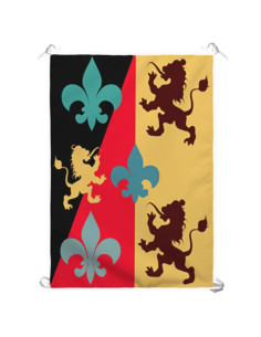 Bannière Médiévale Lion-Fleur de Lis (70x100 cms.)