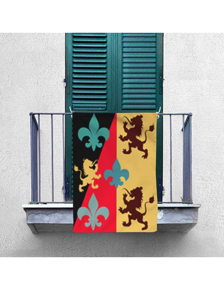 Bannière Médiévale Lion-Fleur de Lis...